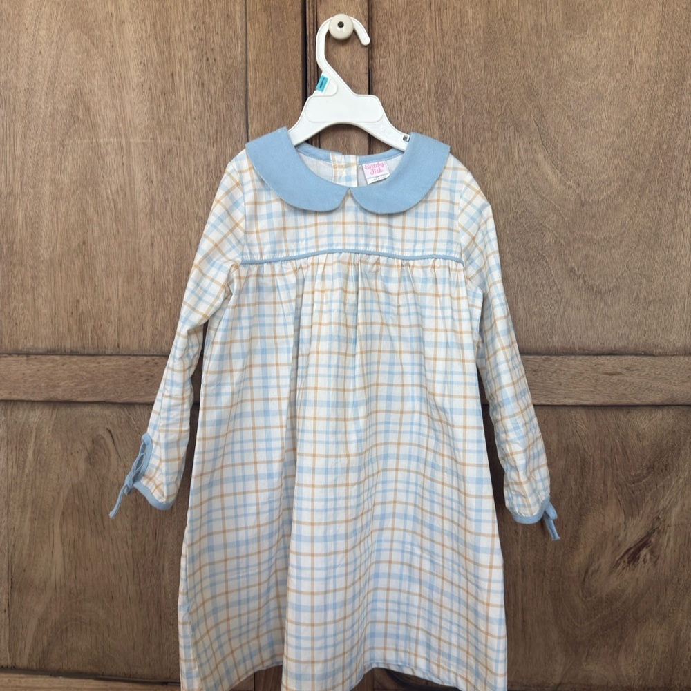 Blue and White Plaid Kids Dress
